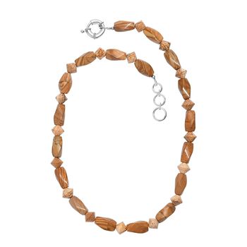 Erdnuss Holz Jaspis Halskette ca. 45 cm Nickelfreies Messing platiniert ca. 220.00 ct