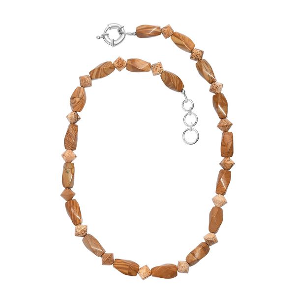 Erdnuss Holz Jaspis Halskette ca. 45 cm Nickelfreies Messing platiniert ca. 220.00 ct image number 4