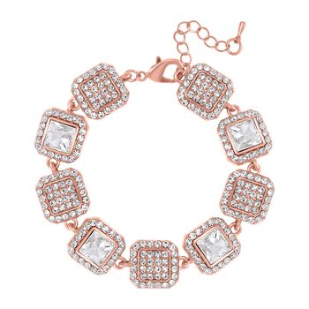 2er Set - Wei&szlig;er Kristall Armband und Ohrringe, rosefarben