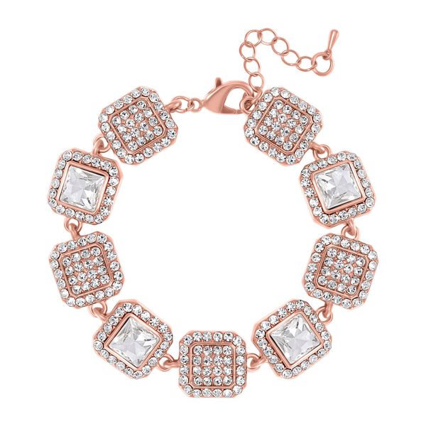 2er Set - Weißer Kristall Armband und Ohrringe, rosefarben image number 3