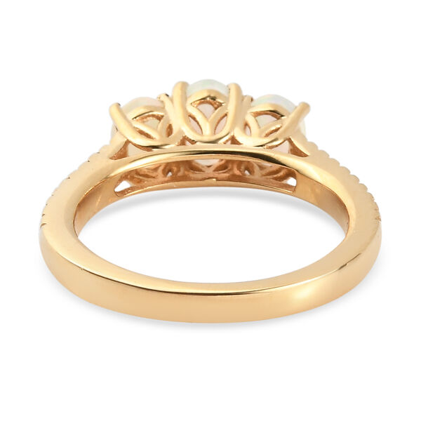 Nat&uuml;rlicher &Auml;thiopischer Opal 3 Stein Ring 925 Silber vergoldet  ca. 0,75 ct image number 6