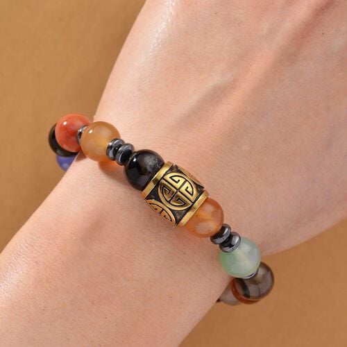 mehrfarbig Achat Armband ca. 19.75 cm Reiner Edelstahl ca. 137.00 ct image number 1