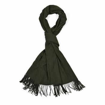 Eleganter Schal mit Fransen, 65x180cm, Waldgr&uuml;n