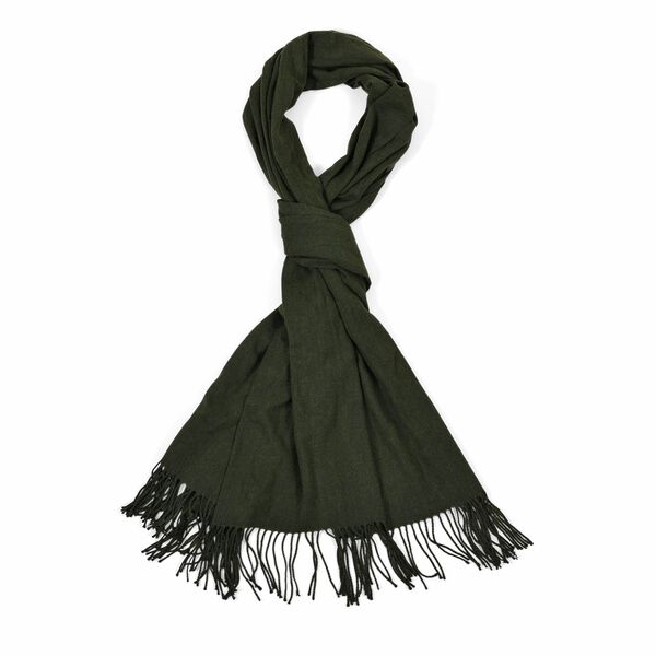 Eleganter Schal mit Fransen, 65x180cm, Waldgr&uuml;n