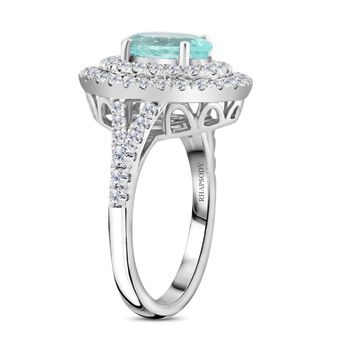 CHAIRMAN VAULT COLLECTION - AAAA Paraiba Turmalin, Wei&szlig;er Diamant Ring, zertifiziert und gepr&uuml;ft, 950 Platin (Gr&ouml;&szlig;e 17.00) ca. 2.75 ct