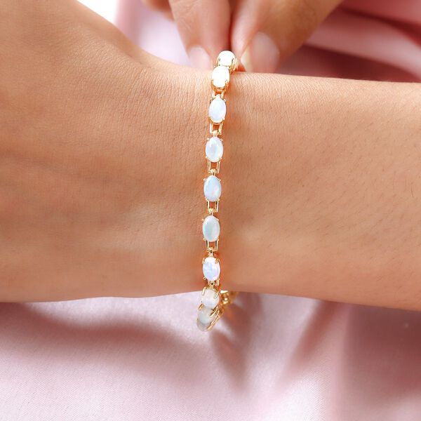 Nat&uuml;rliches, &auml;thiopisches Opal-Armband, ca. 20 cm, 925 Silber vergoldet ca. 6,78 ct image number 3