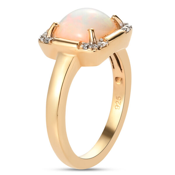 Nat&uuml;rlicher, &auml;thiopischer Opal und Zirkon-Ring, 925 Silber 585 Gelbgold Vermeil  ca. 1,42 ct image number 5