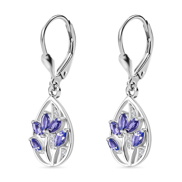 Tansanit, Weißer Zirkon Ohrringe 925 Silber rhodiniert ca. 0.97 ct image number 3