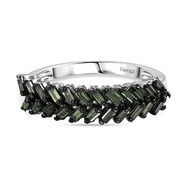 D'Joy Gr&uuml;ner Diamant Ring 925 Silber Rhodiniert (Gr&ouml;&szlig;e 17.00) ca. 0.50 ct