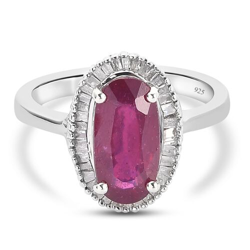 Afrikanischer Rubin und Diamant Halo Ring 925 Silber Platin-Überzug image number 0