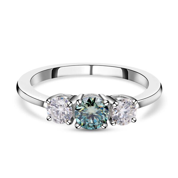 Blauer und weißer Moissanit-Ring, 925 Silber rhodiniert  ca. 0,88 ct image number 0