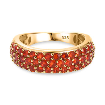 Mexikanischer Kirschfeueropal Ring 925 Silber 750 Gelbgold Vermeil (Gr&ouml;&szlig;e 18.00) ca. 1.29 ct