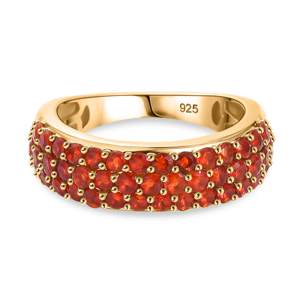 Mexikanischer Kirschfeueropal Ring 925 Silber 750 Gelbgold Vermeil (Gr&ouml;&szlig;e 18.00) ca. 1.29 ct