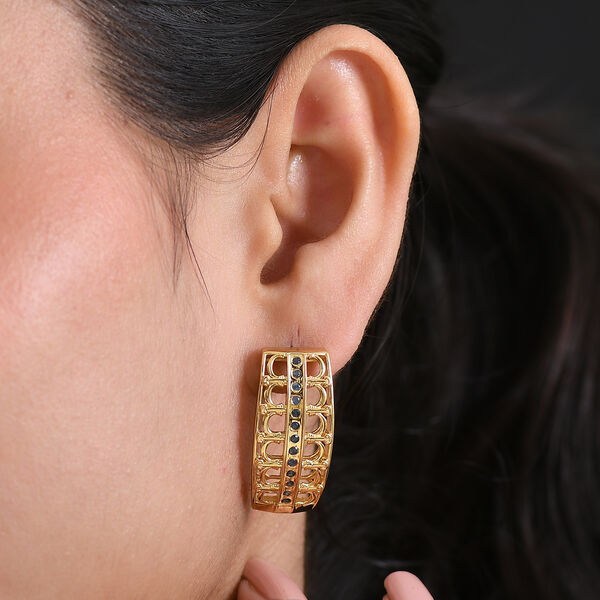 GP Royal Art D&eacute;co Kollektion- Kanchanaburi blauer Saphir Ring und halbe Creolen image number 11