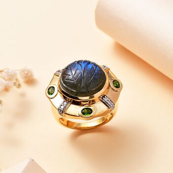 GP Italian Garden Kollektion- Labradorit, Chromdiopsid, Zirkon und blauer Saphir-Ring - 13,06 ct.
