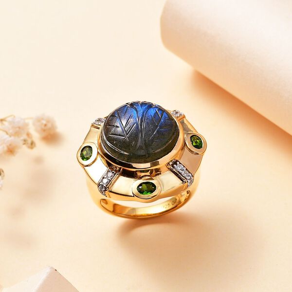 GP Italian Garden Kollektion- Labradorit, Chromdiopsid, Zirkon und blauer Saphir-Ring - 13,06 ct. image number 2