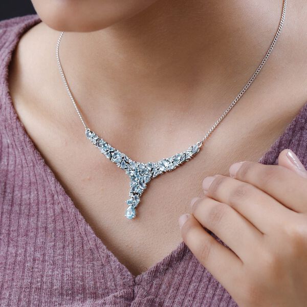 Paraiba-Apatit Collier, ca. 45 cm, 925 Silber platiniert ca. 7.46 ct image number 2