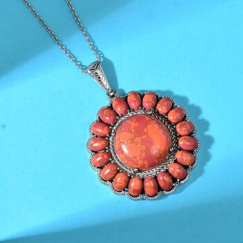 Orange Mohave T&uuml;rkis Anh&auml;nger mit 50cm Kette - 34,30 ct.