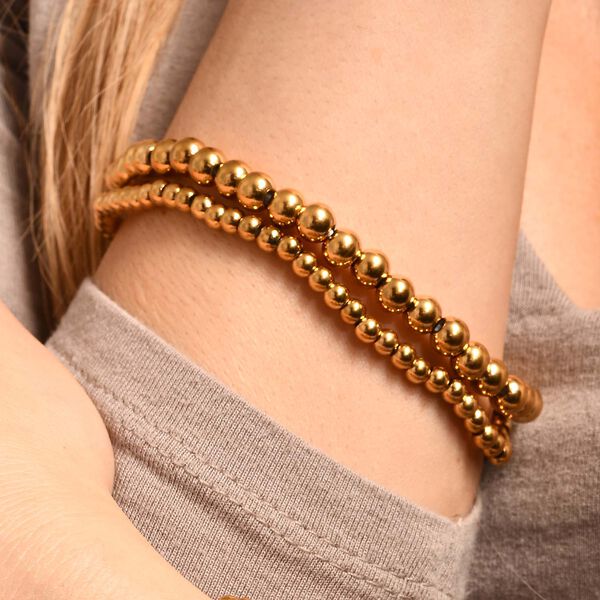 5er-Set – Kugel-Perlen-Armbänder in Goldton image number 13