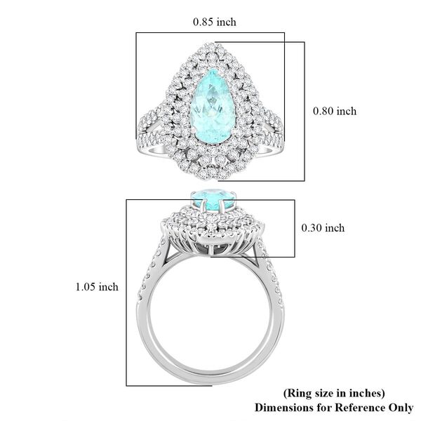 CHAIRMAN VAULT COLLECTION - AAAA Paraiba Turmalin, Wei&szlig;er Diamant Ring, zertifiziert und gepr&uuml;ft, 950 Platin (Gr&ouml;&szlig;e 17.00) ca. 4.35 ct image number 5