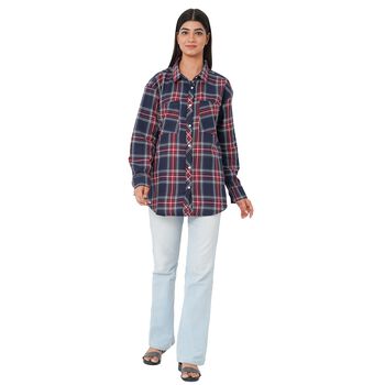 TAMSY - Damen, gewebte Hemdbluse, Gr&ouml;&szlig;e 38, Rot und Schwarz