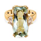 AA Prasiolith, Weißer Topas Ring 925 Silber Gelbgold Vermeil (Größe 17.00) ca. 11.50 ct