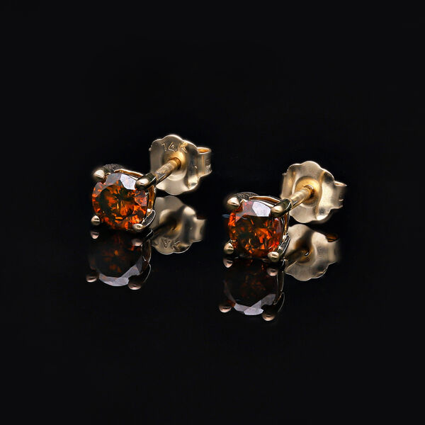 SGL zertifizierte I1-I2 rote Diamant-Ohrringe - 0,50 ct. image number 2