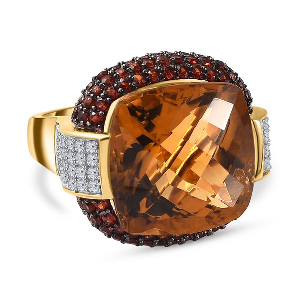 AAA Citrin, Mosambik Granat und Zirkon-Ring - 21,30 ct.