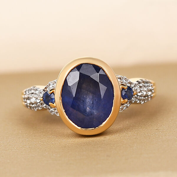 Masoala Saphir-Ring, 925 Silber vergoldet  ca. 4,41 ct image number 2