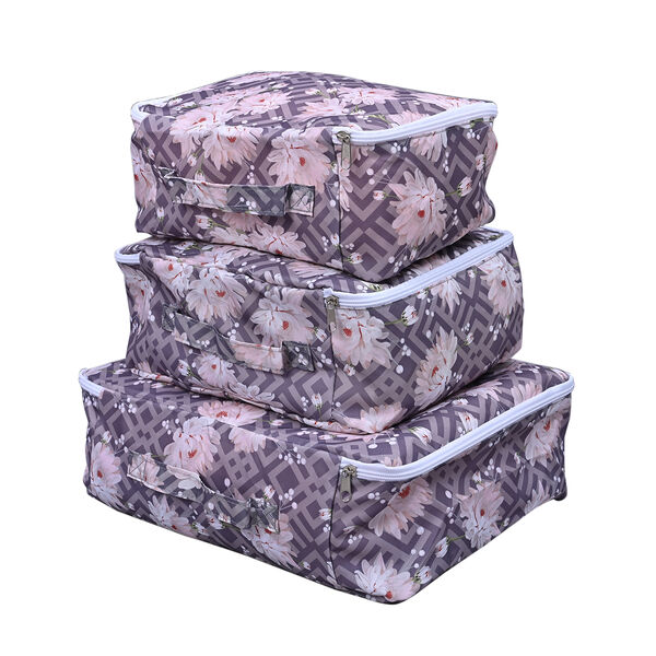 Serenity Night: 3er-Set Fenster-Aufbewahrungstasche, 29x20x13 cm, 30x27.5x13 cm, 40x30x13.5 cm, dunkelgrau