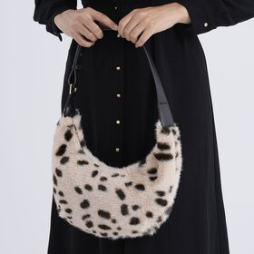 Leopardenmuster-Hobo-Tasche, 30x20 cm, Beige-Coffee