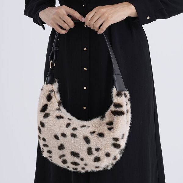 Leopardenmuster-Hobo-Tasche, 30x20 cm, Beige-Coffee image number 4