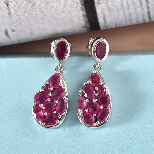 Afrikanische Rubin-Ohrhänger in Silber image number 2