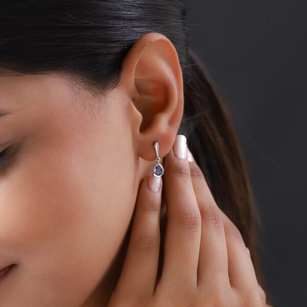 AA Tansanit Solit&auml;r Ohrh&auml;nger in Silber, 0,62 ct. image number 3