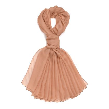 LA MAREY - 100% Maulbeeren-Seidenschal, Chiffon, 135x200 cm, Beige