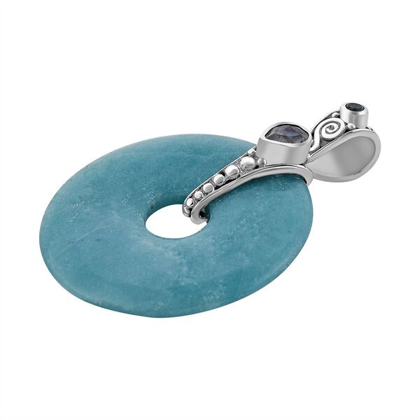 Sajen Silver- Amazonit, Regenbogen-Mondstein und blauer Topas-Anh&auml;nger - 49,67 ct. image number 4