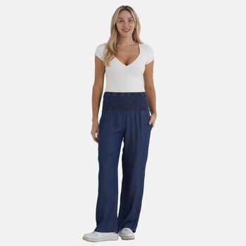 La Marey Elastic wide leg Denim trouser, Marineblau