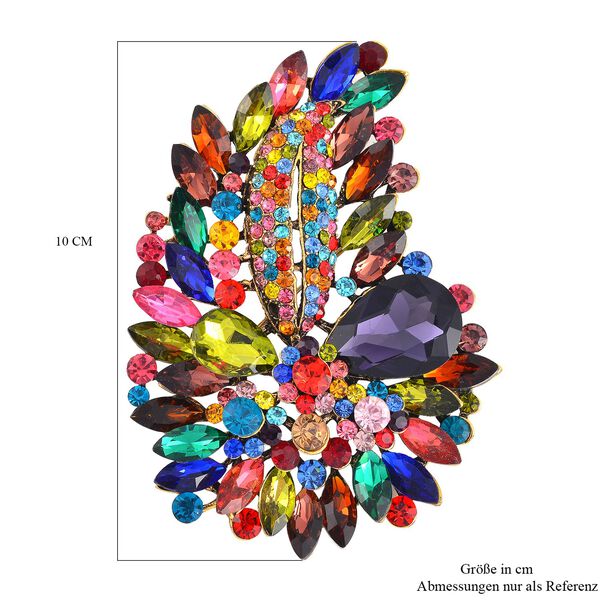 Mehrfarbiger Blatt Kristall Brosche,  Antikes Gold image number 4