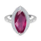 Rubin Afrikanisch und Diamant Halo Ring 925 Silber platiniert (Größe 16.00) ca. 3,65 ct