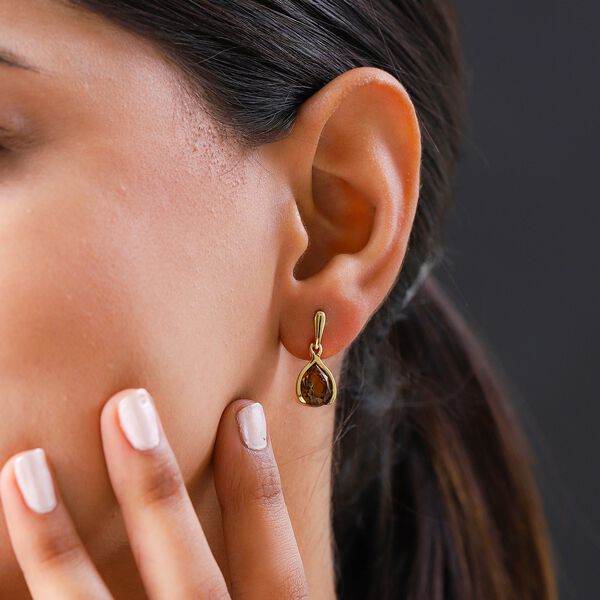 Champagner Triplett Quarz-Ohrh&auml;nger - 3,65 ct. image number 3