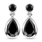 Schwarze Spinell Ohrringe, 925 Silber platiniert ca. 12,38 ct