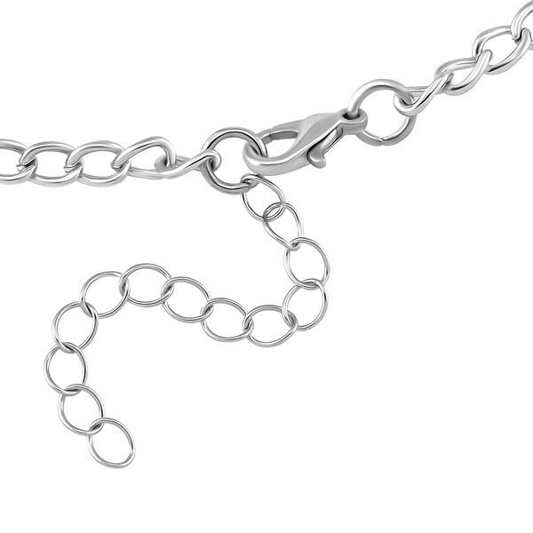 Blau emaillierte wei&szlig;e Kristall-Halskette, 50 cm image number 3