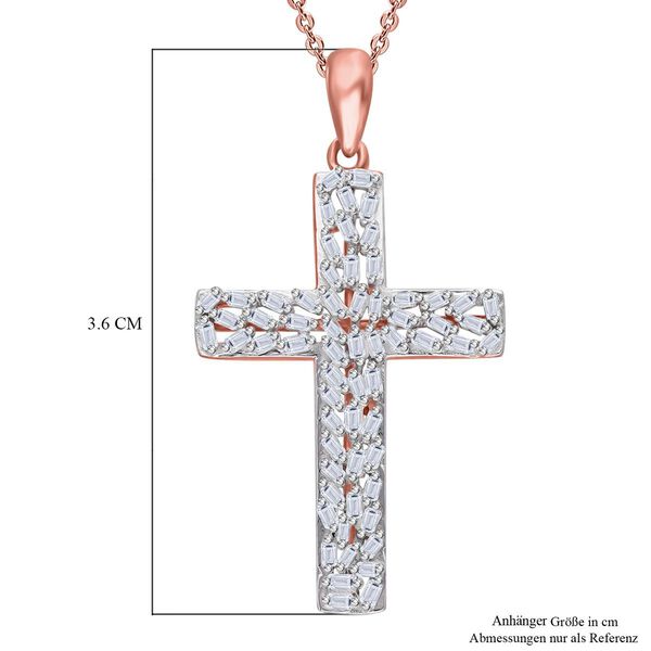 LUXURIANT SI-GH Labor Diamant Kreuz Anh&auml;nger mit 50cm Kette, 925 Silber 750 Ros&eacute;gold Vermeil - 0,33 ct. image number 6