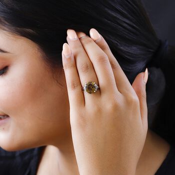 Champagner Quarz und wei&szlig;er Zirkon-Ring - 5,14 ct.