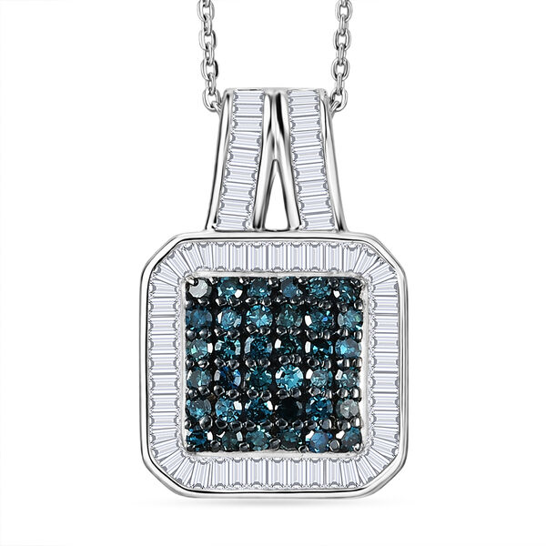 D'Joy blauer und wei&szlig;er Diamant Anh&auml;nger mit 50cm Kette - 1 ct.