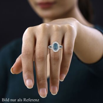 Blauer Diamant-Ring, 925 Silber platiniert  ca. 1,00 ct