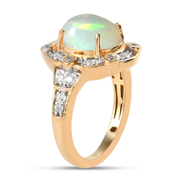 Nat&uuml;rlicher, &auml;thiopischer Opal und Zirkon-Ring, 925 Silber Gelbgold Vermeil  ca. 2,01 ct image number 5