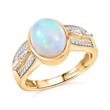 D'Joy nat&uuml;rlicher, &auml;thiopischer Welo Opal und Moissanit Ring - 2,34 ct.