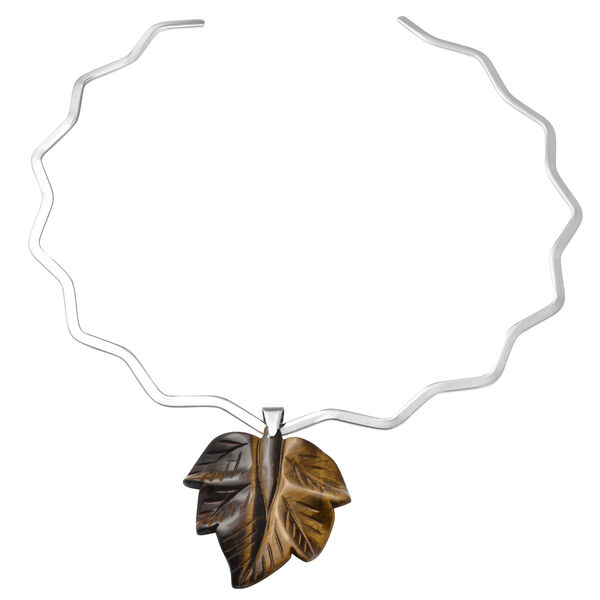 Gelbes Tigerauge Halskette 40 cm Edelstahl ca. 76,00 ct