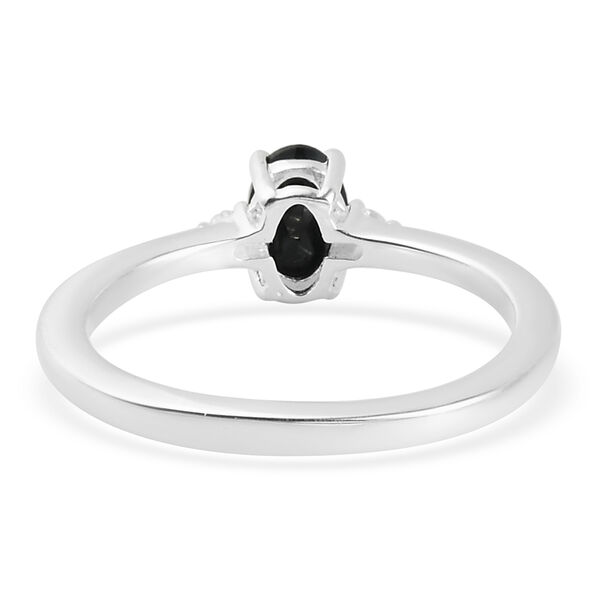 Schwarzer Spinell und Weißer Simulierter Diamant Ring 925 Silber  ca. 0,63 ct image number 6